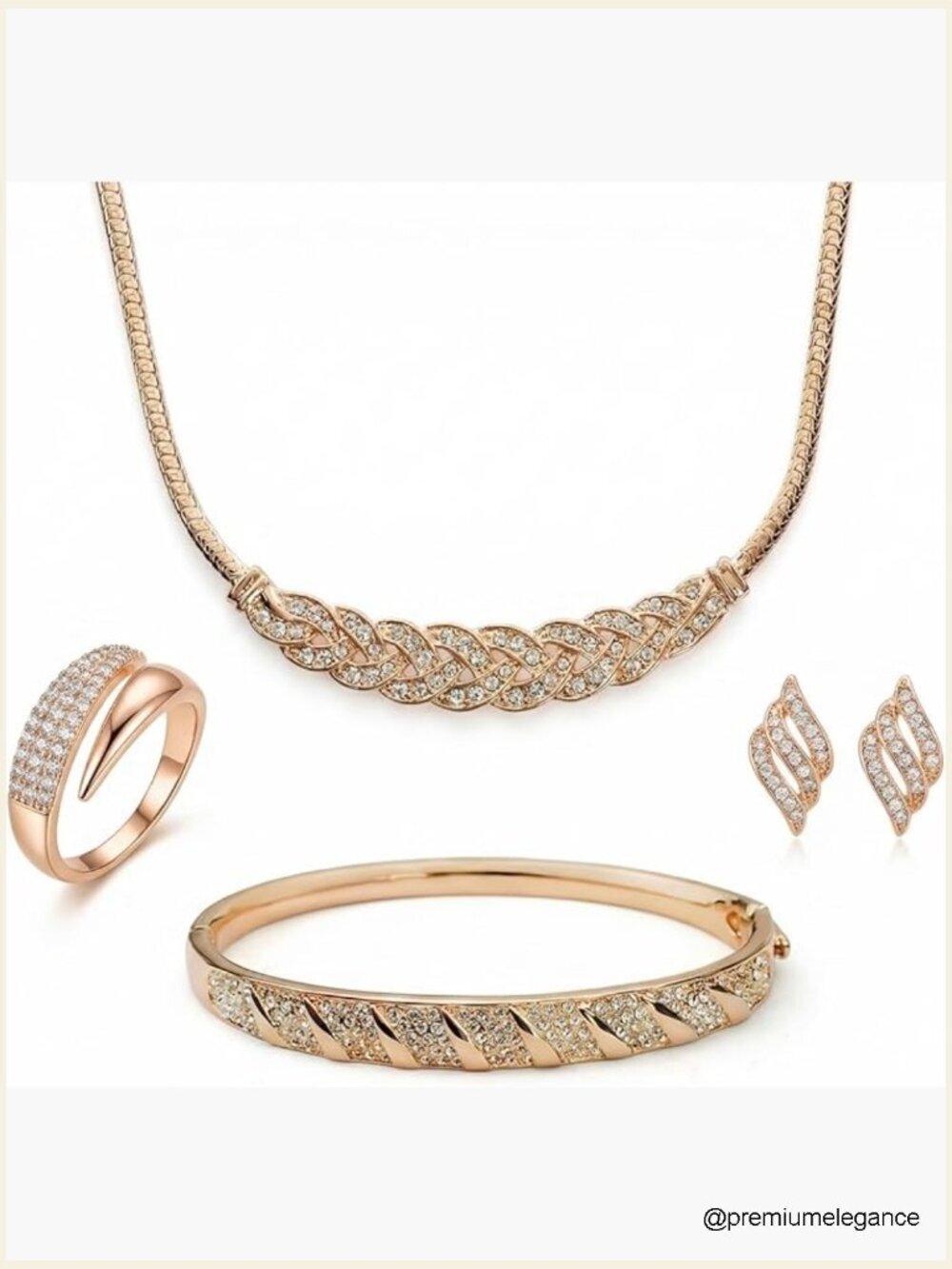 18K Gold Plated 4-Piece Jewelry Set with Cubic Zirconia Stones